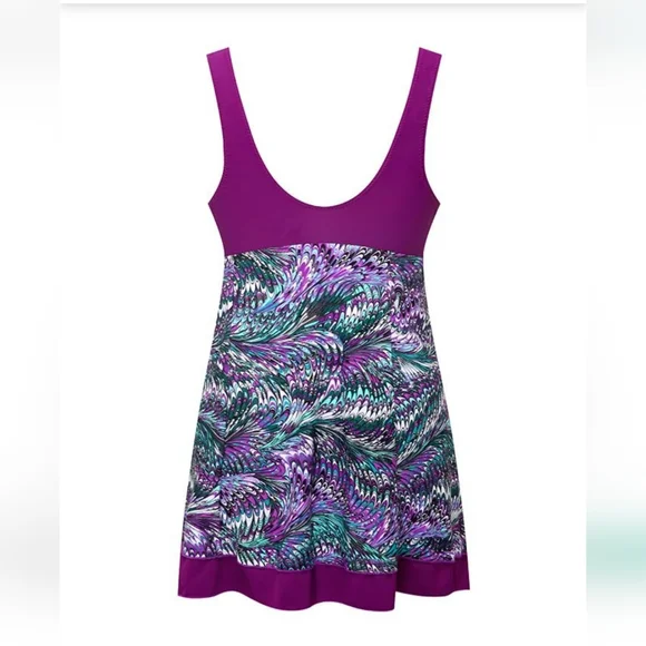 Size Medium new Purple swimdress swimsuit swim dress one piece - Picture 2 of 4